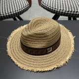 Fendi New Retro Versatile Hairy Straw Hat Sunshade Hat