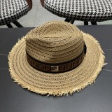 Fendi New Retro Versatile Hairy Straw Hat Sunshade Hat