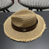 Fendi New Retro Versatile Hairy Straw Hat Sunshade Hat