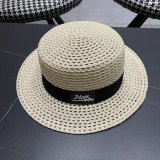 Dior New Fashion Hollow Top Hat Versatile British Style Straw Hat
