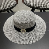 Moncler New Summer Hollow Flat Top Hat Retro British Straw Hat