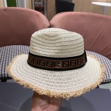 Fendi New Retro Versatile Hairy Straw Hat Sunshade Hat