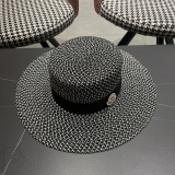 Moncler New Summer Hollow Flat Top Hat Retro British Straw Hat