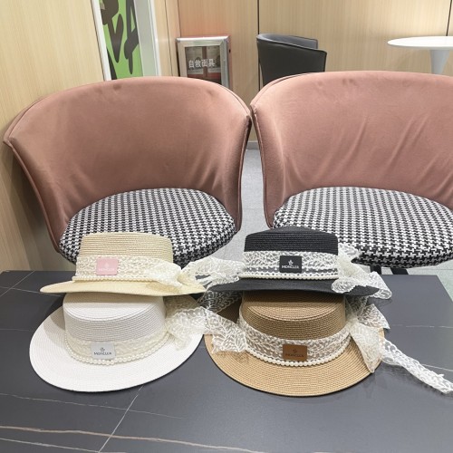 Moncler New Elegant Lace Butterfly Flat Top Hat Sunshade Straw Hat