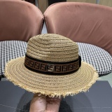 Fendi New Retro Versatile Hairy Straw Hat Sunshade Hat