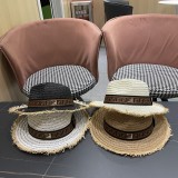Fendi New Retro Versatile Hairy Straw Hat Sunshade Hat