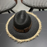 Fendi New Retro Versatile Hairy Straw Hat Sunshade Hat