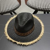 Fendi New Retro Versatile Hairy Straw Hat Sunshade Hat