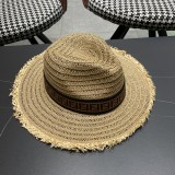 Fendi New Retro Versatile Hairy Straw Hat Sunshade Hat