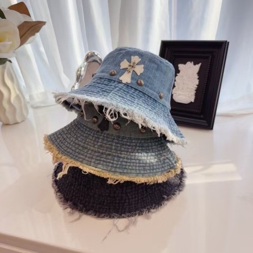Chrome Hearts New Fashion Edge Denim Fisherman's Hat Sunshade Hat