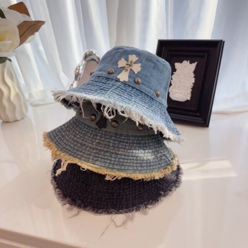 Chrome Hearts New Fashion Edge Denim Fisherman's Hat Sunshade Hat