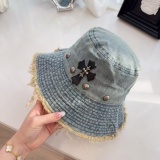 Chrome Hearts New Fashion Edge Denim Fisherman's Hat Sunshade Hat