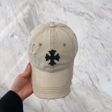 Chrome Hearts  Couple Retro Cross Distressed Baseball Hat Duck Tongue Hat