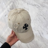 Chrome Hearts  Couple Retro Cross Distressed Baseball Hat Duck Tongue Hat