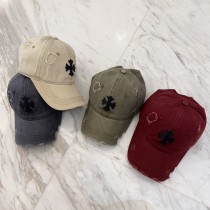Chrome Hearts  Couple Retro Cross Distressed Baseball Hat Duck Tongue Hat