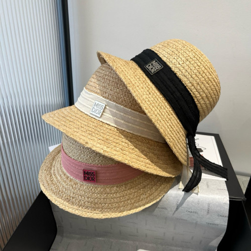 Dior New Women's Fashion Small Fresh Top Hat Straw Hat Size: 57cm