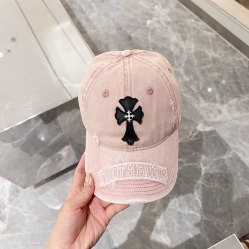 Chrome Hearts Classic Cross Distressed Baseball Hat Duck Tongue Hat