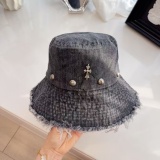 Chrome Hearts New Fashion Edge Denim Fisherman's Hat Sunshade Hat