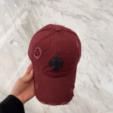 Chrome Hearts  Couple Retro Cross Distressed Baseball Hat Duck Tongue Hat