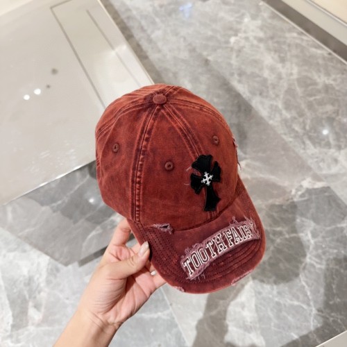 Chrome Hearts Classic Cross Distressed Baseball Hat Duck Tongue Hat