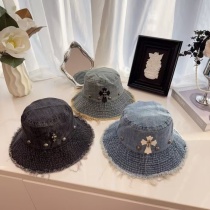 Chrome Hearts New Fashion Edge Denim Fisherman's Hat Sunshade Hat Chrome Hearts New Fashion Edge Denim Fisherman's Hat Sunshade Hat