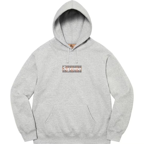 Supreme x Burberry Unisex Classic Logo Hooded Casual Sweatshirt
