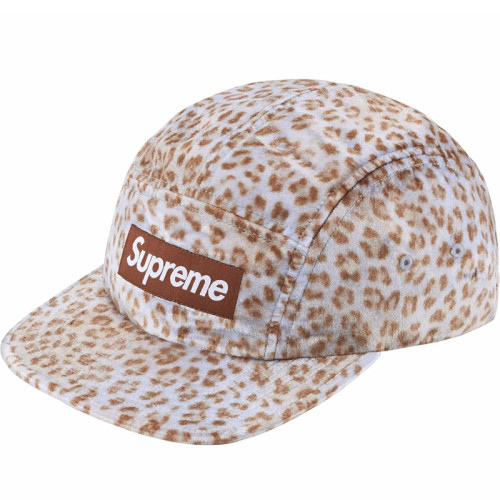 Supreme Fashion Leopard Velvet Camp Cap