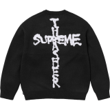 Supreme New Fashion Color Contrast Logo Jacquard Round Neck Sweater