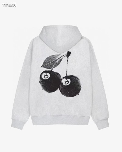 Stussy New Fashion Couple Cherry Printed Fleece Hoodie Sweatshirt
