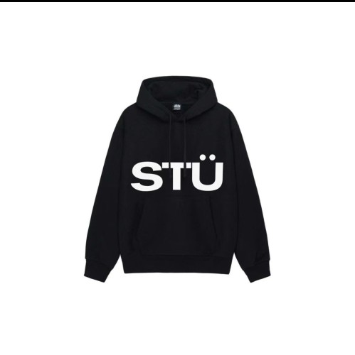 Stussy Couple Logo Letter Printed Pocket Drawstring Hoodie