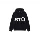Stussy Couple Logo Letter Printed Pocket Drawstring Hoodie
