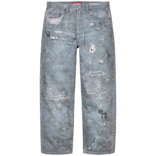 Supreme Classic Parallax Printed Distressed Casual Jeans