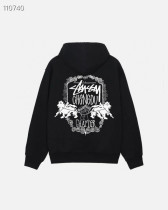 Stussy Couple Lion Crown English Logo Printed Hoodie Sweatshirt