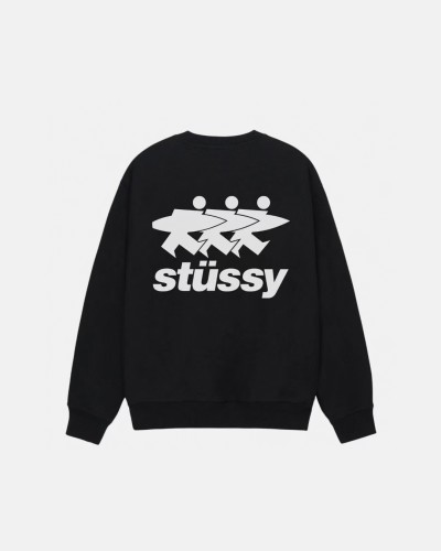 Stussy Fashion Couple Surfing Minion Printed Round Neck Casual Hoodie Sweatshirt