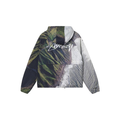 Stussy Fashion Hill Coastline Full Print Submachine Jacket Zipper Hoodie Coat
