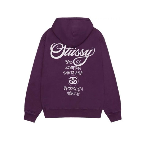 Stussy Fashion Couple Letter Printed Fleece Casual Hooded Sweatshirt