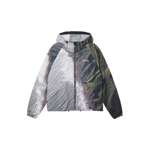Stussy Fashion Hill Coastline Full Print Submachine Jacket Zipper Hoodie Coat