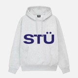 Stussy Couple Logo Letter Printed Pocket Drawstring Hoodie