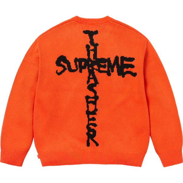 Supreme New Fashion Color Contrast Logo Jacquard Round Neck Sweater