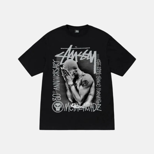 Stussy Classic Portrait Printed Reflective Short Sleeve Unisex Casual T-shirt