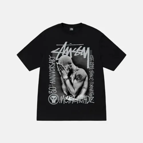 Stussy Classic Portrait Printed Reflective Short Sleeve Unisex Casual T-shirt