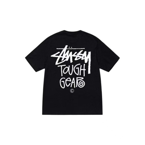Stussy Fashion Straw Logo Graffiti Printed Short Sleeve Unisex Casual T-shirt