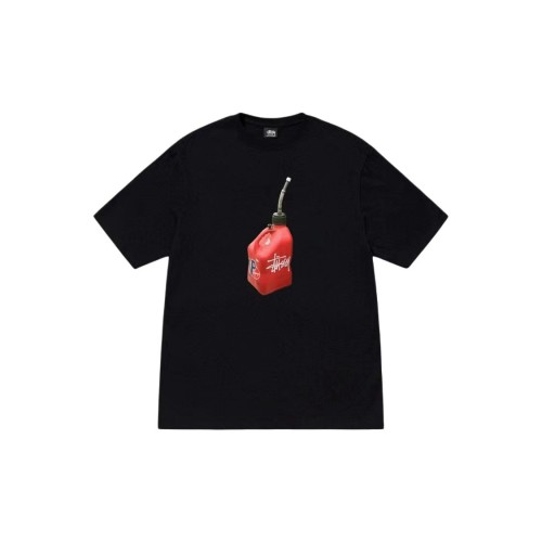 Stussy Classic Oil Bucket Fuel Printing Reflective Short Sleeve Unisex Casual T-shirt