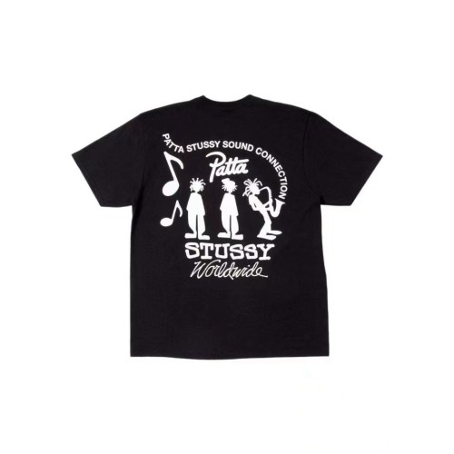Stussy x Patta New Classic Jazz Musician Printed Short Sleeve Couple Casual Round Neck T-shirt