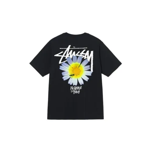 Stussy Fashion Daisy Logo Printed Short Sleeve Unisex Casual T-shirt
