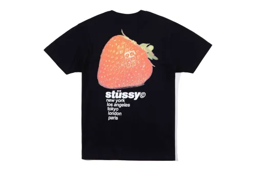 Stussy Classic Strawberry Logo Printed Short Sleeve Unisex Casual Versatile T-shirt