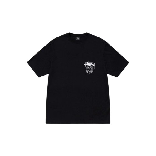 Stussy Fashion Straw Logo Graffiti Printed Short Sleeve Unisex Casual T-shirt
