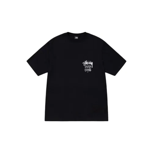 Stussy Fashion Straw Logo Graffiti Printed Short Sleeve Unisex Casual T-shirt
