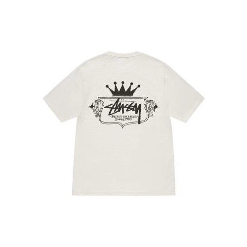 Stussy New Fashion Crown Printed Short Sleeve Couple Casual Round Neck T-shirt