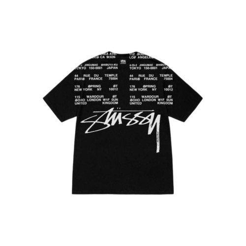Stussy Fashion Full Print City Letter Printed Short Sleeve Unisex Casual Round Neck T-shirt